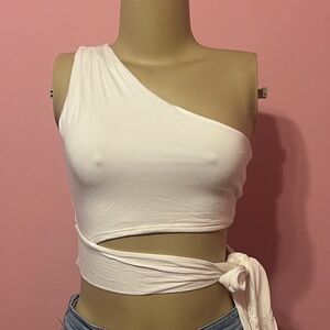 Stylish White One-Shoulder Crop Top